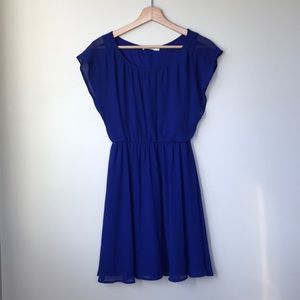 Royal blue flowy cocktail dress